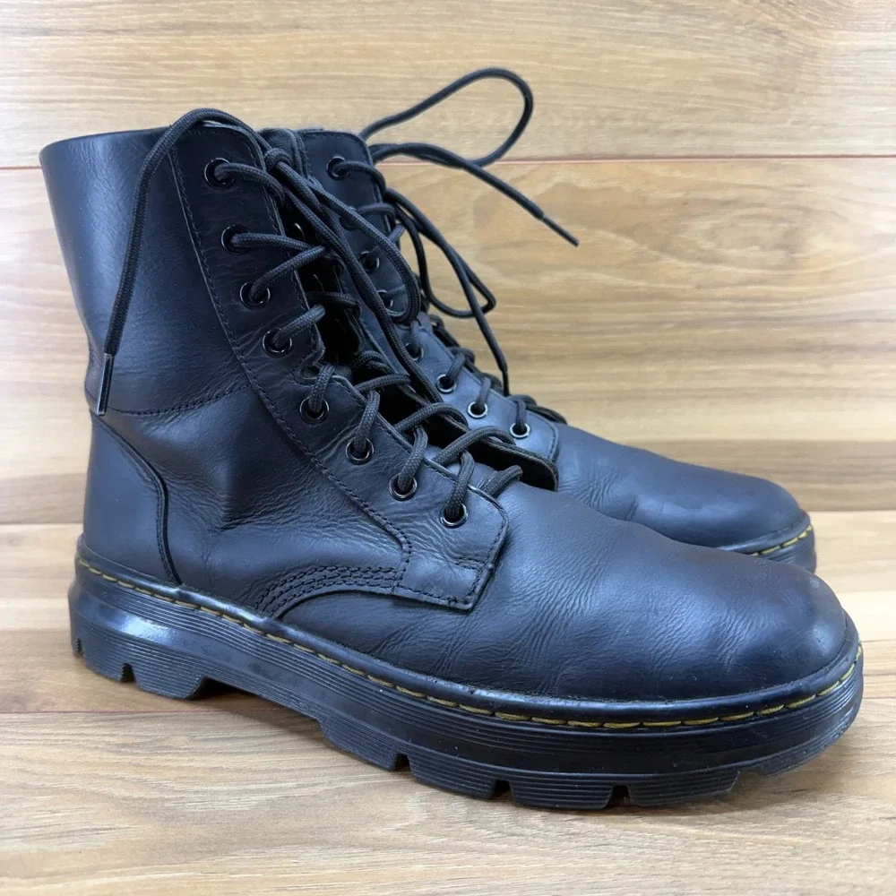 Dr Martens Combs II Chunky Lug Boot Mens 11 Black Canvas Lace Up Modern Punk Y2K